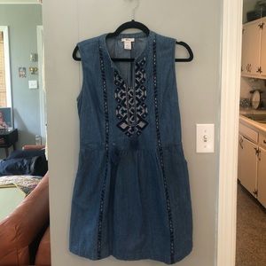 Embroidered Denim Pocket Dress